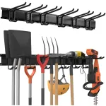 TOJ Living Gereedschapshouder Muur - 3 Rails, 6 Haken - Metaal Mat Zwart 120 cm